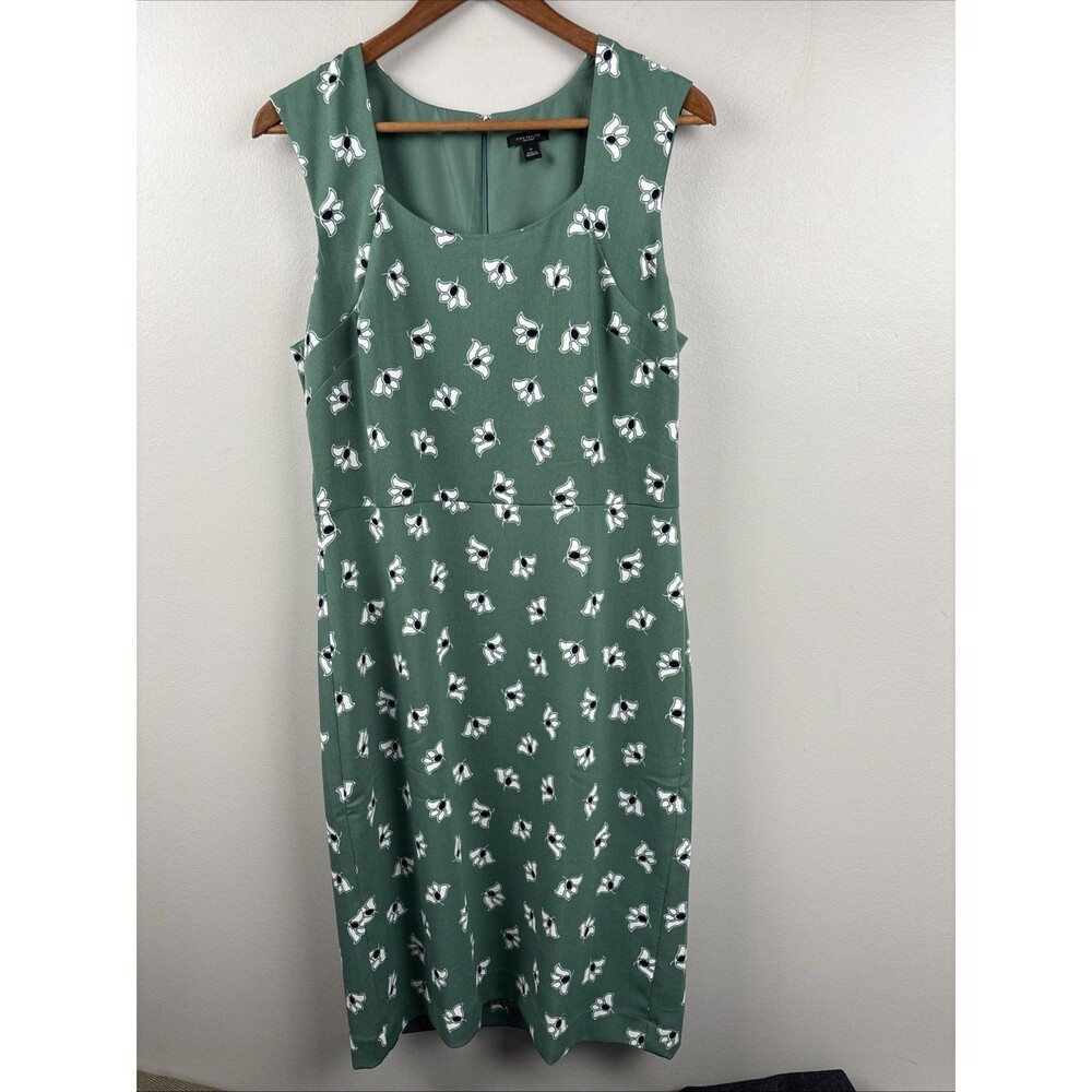 Ann Taylor Factory NWT Sleeveless Green Floral Shift Dress Size 10 Scoop Neck